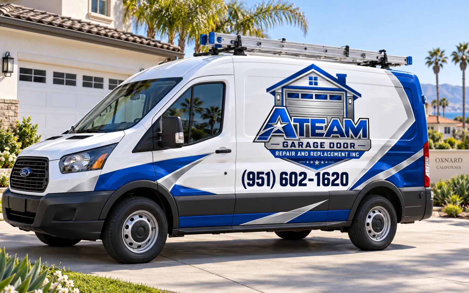A Team Garage Door service van in Oxnard