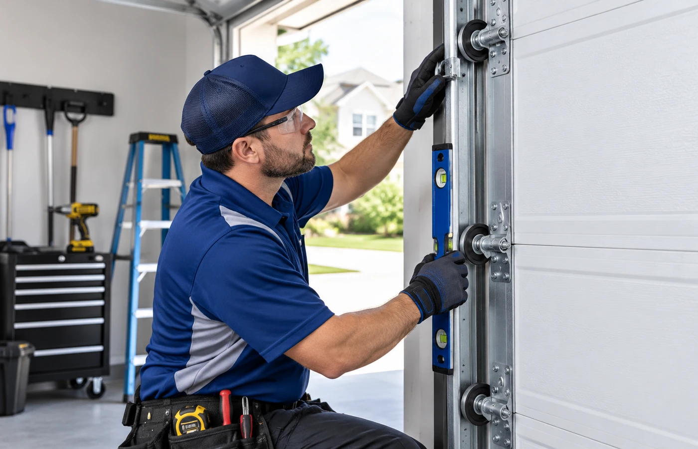 Garage door track repair